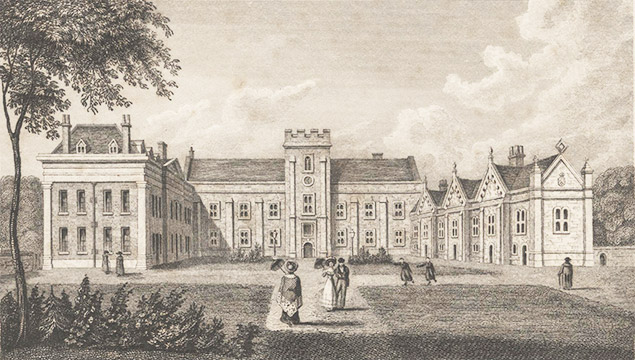 A Victorian engraving of Dulwich College