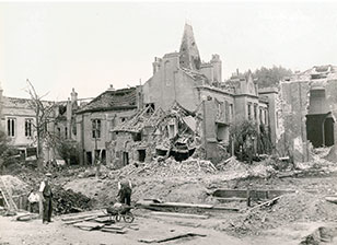 The College of God's Gift and Dulwich Picture Gallery were extensively damaged by a V-1 flying bomb 