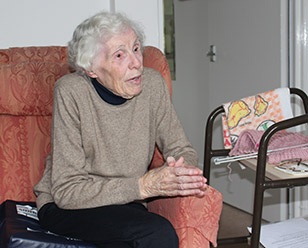 Sheila in her new flat at The Dulwich Almshouse