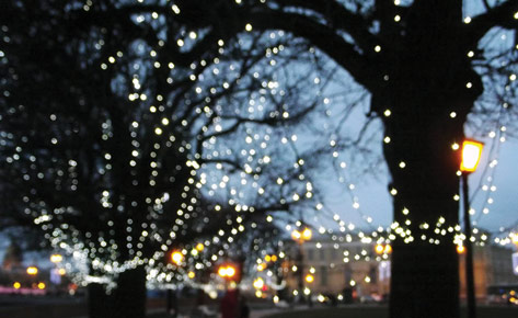 Lighting in shopping parade in West Dulwich